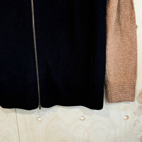 MADEWELL Back Zip Sweater SZ L NEW Brown Black Color Block Crewneck - Picture 6 of 12